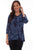 Scully Womens Navy Polyester Criss-Cross S/S Blouse