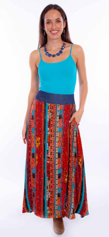 Scully Womens Southwestern Patchwork Santa Fe 100% Rayon Skirt L