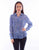 Scully Womens Animal Print Blue Rayon L/S Blouse