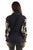Scully Womens Smocked Peplum Navy 100% Rayon L/S Blouse