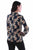 Scully Womens Smocked Floral Peplum Navy 100% Rayon L/S Blouse