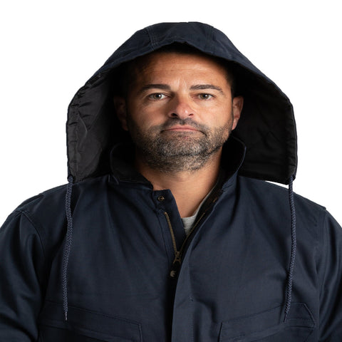 Berne Mens Navy Cotton Blend Twill Hood