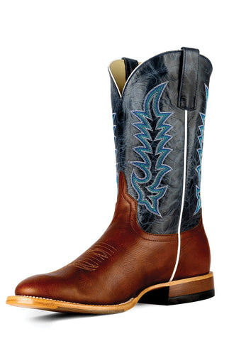 Horse Power Mens Cognac Belton Navy Rex Goat Leather Cowboy Boots 8 D