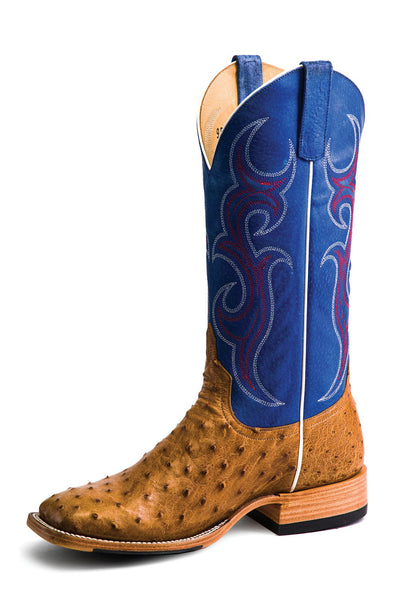 Men's Horse Power Boots, Boots, Full Quill Ostrich, Dark Brown Vamp with  Black Shaft, Navy Blue, Gold & White Stitching - Chick Elms Grand Entry  Western Store and Rodeo Shop