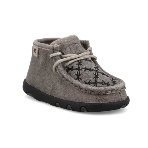 Twisted X Infant Unisex Driving Moc Barbwire Grey/Black Leather Chukka Boots