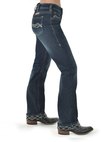 Cowgirl Tuff Womens DFMI Dark Flannel Dark Wash Cotton Blend Jeans