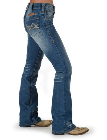 Cowgirl Tuff Womens Lisa's Legacy Classic Medium Wash Cotton Blend Jeans