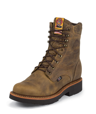 Justin Mens Gaucho Leather Work Boots 8in Rugged J-Max 11D
