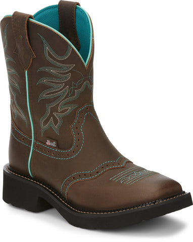 Justin 8in Womens Chocolate Mandra Water Buffalo Cowboy Boots 10B
