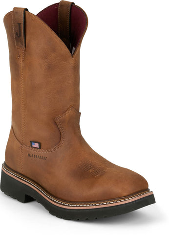 Justin Mens Ames 11in ST WP Walnut Cowhide Work Boots