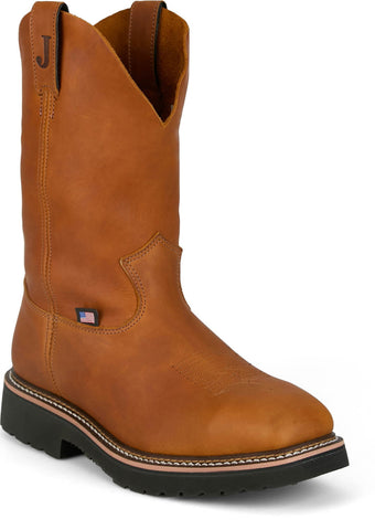 Justin Mens Lafayette 11in Steel Toe Cinnamon Cowhide Work Boots