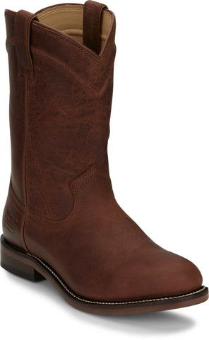 Justin Mens Braswell Brown Leather Cowboy Boots