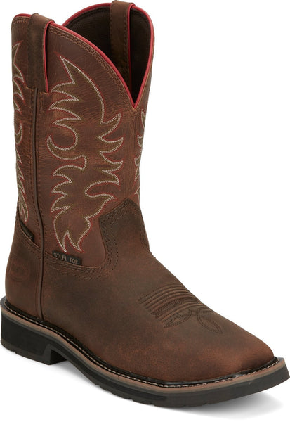 Justin Mens Driller Pecan Brown Water Buffalo Work Boots – The