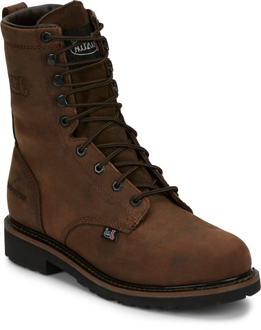 Justin 8in WP ST Mens Brown Drywall Leather Work Boots 11.5D
