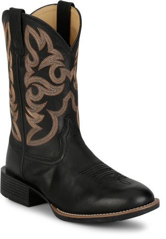 Justin Mens Jasper 11in Western Black Goat Leather Cowboy Boots