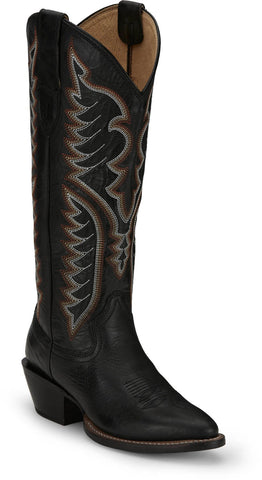 Justin Womens Evelyn Coal Leather Cowboy Boots