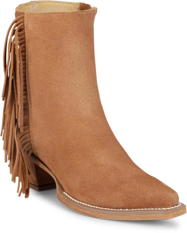 Justin Womens Bev 7in Bootie Brown Suede Fringe Ankle Boots