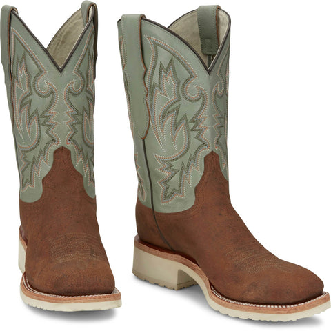 Justin Mens Peppy San Badger AQHA Distressed Cognac Smooth Ostrich Cowboy Boots