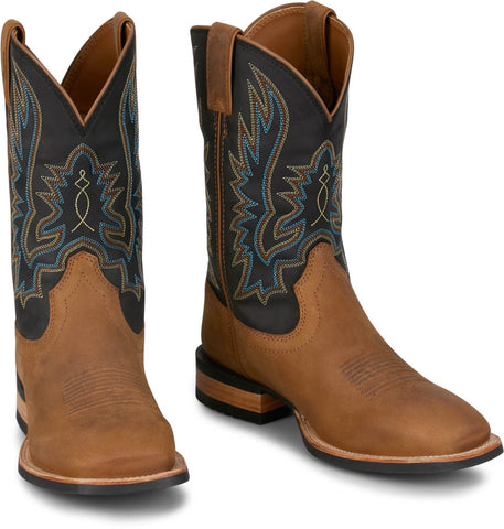 Justin Mens Rustle Chestnut Cowhide Cowboy Boots