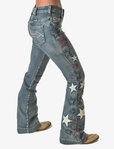 Cowgirl Tuff Womens Starstruck Medium Wash Cotton Blend Jeans