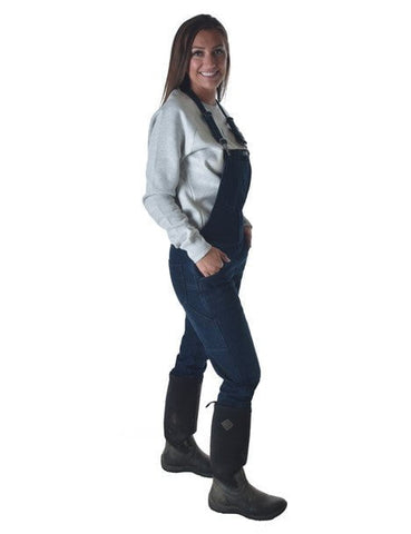 Cowgirl Tuff Womens Winter Tuck In Dark Wash Cotton Blend Bib Overall