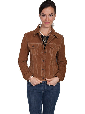 Scully Leatherwear Womens Cafe Brown Boar Suede Jean Jacket M