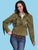 Scully Womens Fringe Beaded Olive Leather Leather Jacket