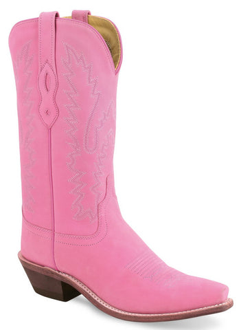 Old West Womens Fashionwear Western Pink Leather 12in Cowboy Boots