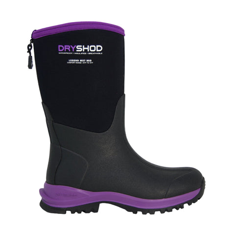 Dryshod Womens Legend MXT Mid Black/Purple Rubber Work Boots
