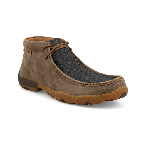 Twisted X Mens Driving Moc Sea Bass Black/Bomber Leather Chukka Boots