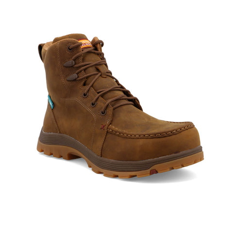 Twisted X Mens 6in Oblique Comp Toe Distressed Saddle Leather Work Boots