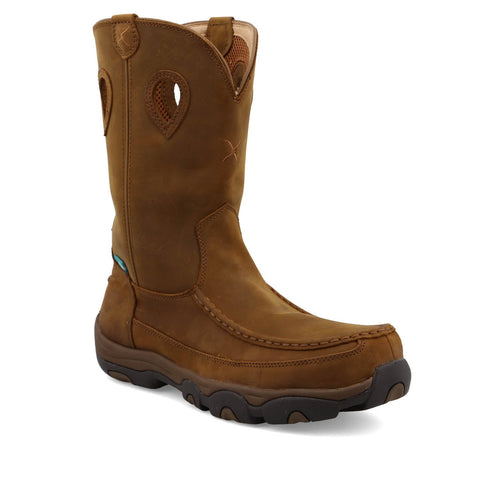 Twisted X Mens 11in Pull On Hiker CT Oiled Saddle Leather Work Boots