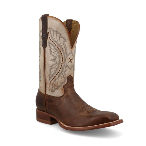 Twisted X Mens 12in Rancher Western Tobacco Brown/Sand Leather Cowboy Boots