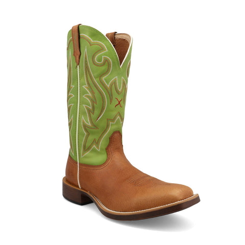 Twisted X Mens 13in Top Hand Peanut/Dark Citron Leather Cowboy Boots