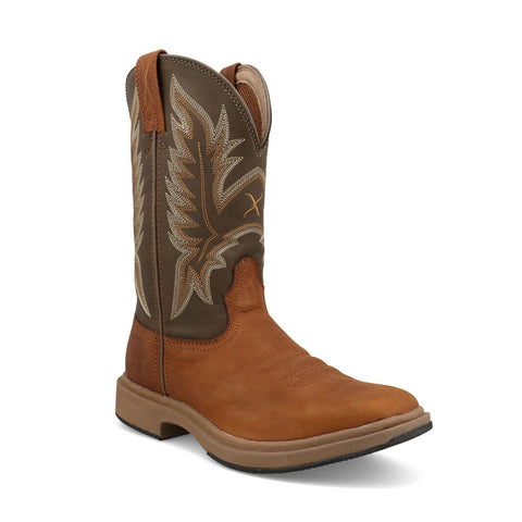 Twisted X Mens 11in UltraLite X Tawny Brown/Olive Leather Cowboy Boots