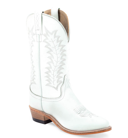 Old West Womens White Leather Cowboy Boots 8 M