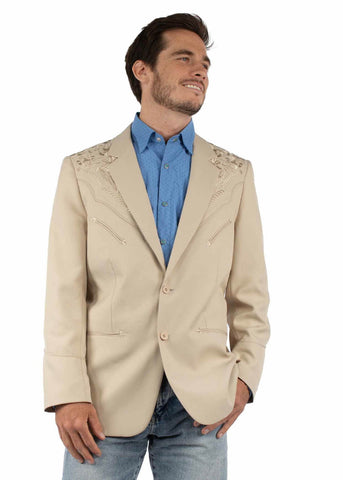 Scully Mens Floral Embroidery Sand 100% Polyester Blazer 48
