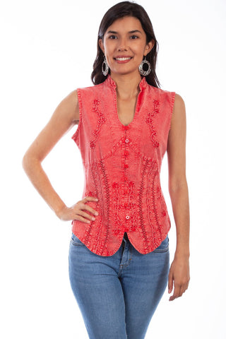 Scully Womens Brick 100% Cotton Soutache S/L Blouse