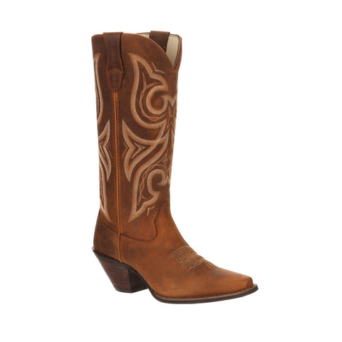 Crush by Durango Womens Cognac Leather Jealousy Stitch Cowboy Boots