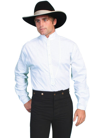 Scully RangeWear Mens White 100% Cotton Striped Bib L/S Formal Western Shirt L