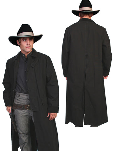 Scully RangeWear Mens Black 100% Cotton Long Overcoat Duster Coat XL