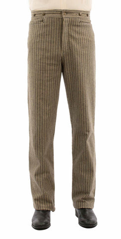 Scully Mens Rail Stripe Taupe Cotton Blend Dress Pants 36