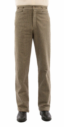 Scully Mens Rail Stripe Taupe Cotton Blend Dress Pants 34