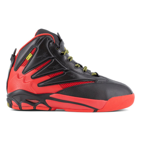 Reebok Mens The Blast Black/Red Leather MetGuard Work Shoes