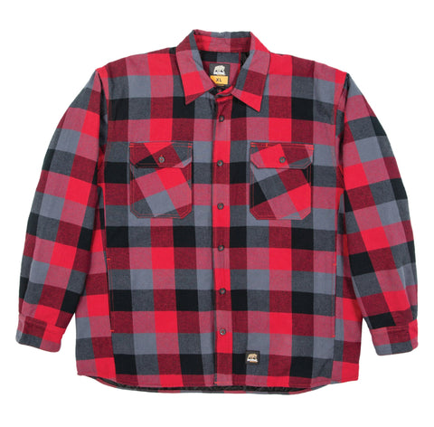 Berne Mens Plaid Red E 100% Cotton Flannel Shirt Jacket L/S