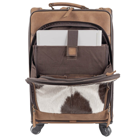 STS Ranchwear Unisex Cowhide Rolling Bag Brown 100% Polyester Carry-On Bag