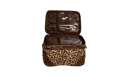 STS Ranchwear Womens Great Plains Glamour Leopad Print Leather Makeup Case
