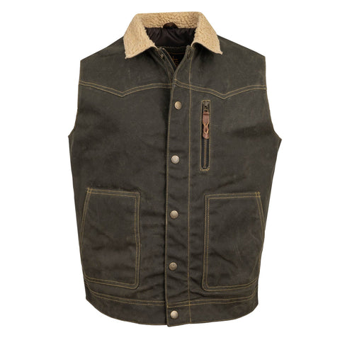 STS Ranchwear Mens Owen Waxed Canvas Olive 100% Cotton Cotton Vest