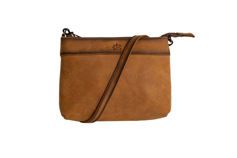 STS Ranchwear Womens Baroness Grace Distressed Brown Leather Crossbody Bag