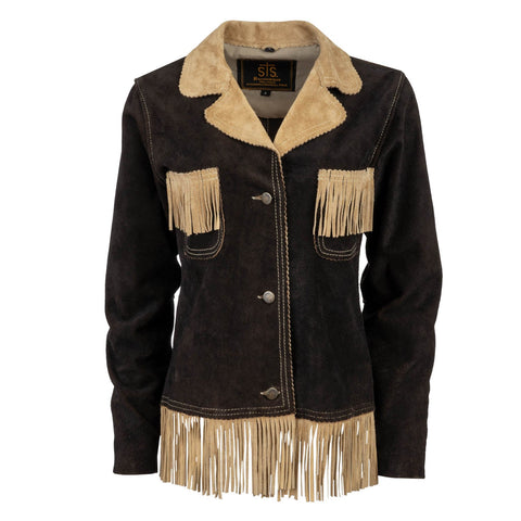 STS Ranchwear Womens Ponderosa Chocolate/Beige Suede Leather Jacket